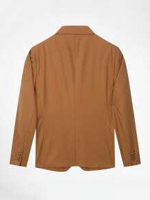CLOUDSTYLE Men Lapel Neck Single Button Blazer - Brown - View 4
