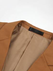 CLOUDSTYLE Men Lapel Neck Single Button Blazer - Brown - View 6