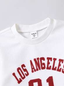 小女童字母圖案套頭衫和百褶半身裙 - 紅白色 - 查看 4