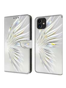 GLANDOTU Crystal Wings PU lederen flip portemonnee hoesje Magnetische sluiting Folio Zacht TPU gevoerd schokbestendig hoesje Compatibel met Samsung Galaxy  en andere mobiele telefoonmodellen.