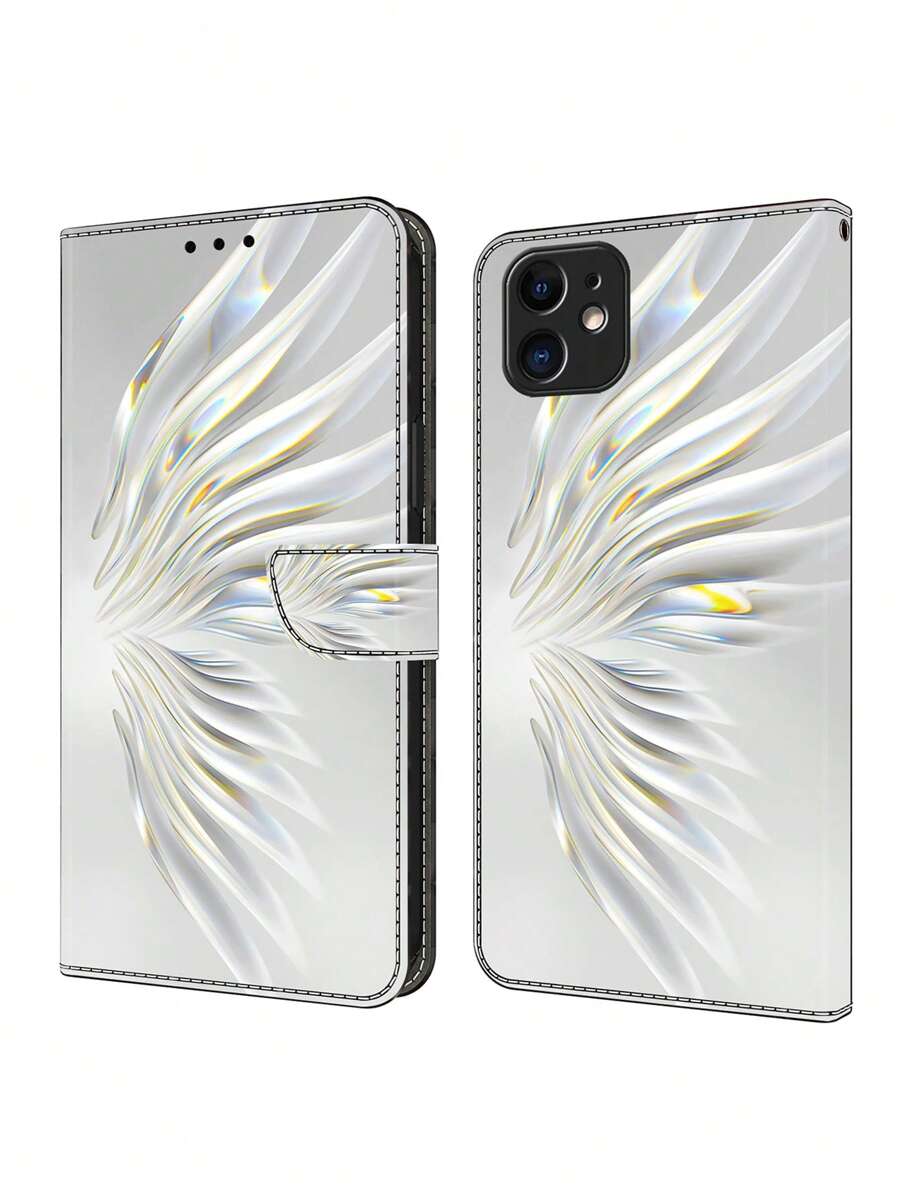 GLANDOTU Crystal Wings PU lederen flip portemonnee hoesje Magnetische sluiting Folio Zacht TPU gevoerd schokbestendig hoesje Compatibel met Samsung Galaxy  en andere mobiele telefoonmodellen.