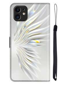 GLANDOTU Crystal Wings PU lederen flip portemonnee hoesje Magnetische sluiting Folio Zacht TPU gevoerd schokbestendig hoesje Compatibel met Samsung Galaxy  en andere mobiele telefoonmodellen.