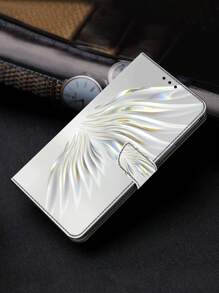 GLANDOTU Crystal Wings PU lederen flip portemonnee hoesje Magnetische sluiting Folio Zacht TPU gevoerd schokbestendig hoesje Compatibel met Samsung Galaxy  en andere mobiele telefoonmodellen.