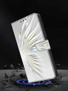 GLANDOTU Crystal Wings PU lederen flip portemonnee hoesje Magnetische sluiting Folio Zacht TPU gevoerd schokbestendig hoesje Compatibel met Samsung Galaxy  en andere mobiele telefoonmodellen.
