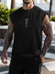 Manfinity Homme Men Letter Graphic Tank Top - Black - View 1