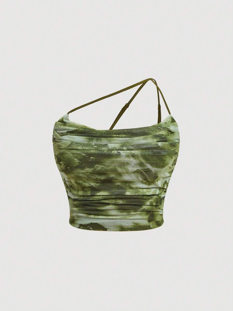 SHEIN MOD Plus Tie Dye Ruched Cami Top For Summer - Multicolor - View 1