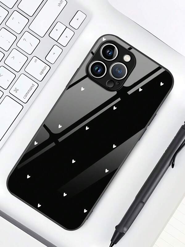 1pc Valentine Heart-Shaped Glass Protective Phone Case Compatible With Apple And Models