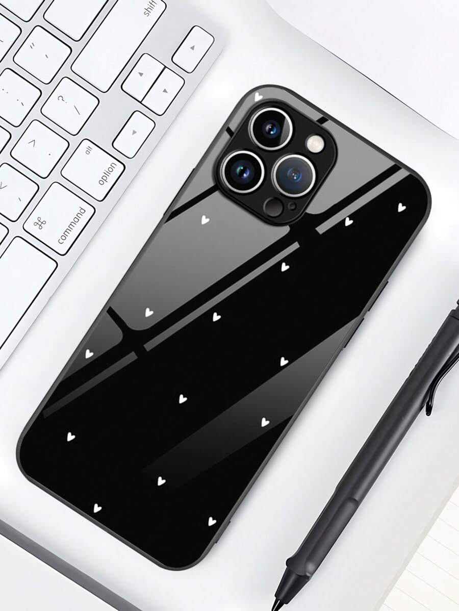 1pc Valentine Heart-Shaped Glass Protective Phone Case Compatible With Apple And Models