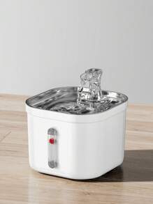 1pc 2L Stainless Steel Pet Water Fountain With Visible Window Float To Display Water Level, For Cats And Dogs, Automatic Circulating Filtration Drinking Fountain, Suitable For Small And Medium-Sized Pets - Multicolor - View 3