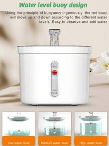 1pc 2L Stainless Steel Pet Water Fountain With Visible Window Float To Display Water Level, For Cats And Dogs, Automatic Circulating Filtration Drinking Fountain, Suitable For Small And Medium-Sized Pets - Multicolor - View 6