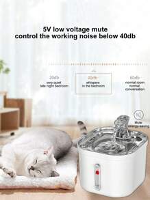 1pc 2L Stainless Steel Pet Water Fountain With Visible Window Float To Display Water Level, For Cats And Dogs, Automatic Circulating Filtration Drinking Fountain, Suitable For Small And Medium-Sized Pets - Multicolor - View 8