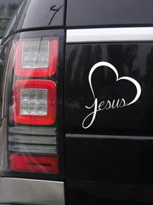 心形音樂符號車貼紙，汽車卡車門窗杠貼紙 - 白色 - 查看 5