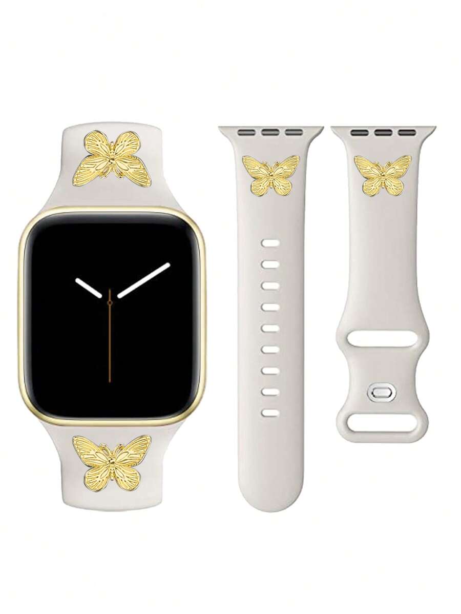 1 dây đeo đồng hồ silicon trang trí hình bướm Tương thích với Apple Watch - Nhiều màu - Xem 1