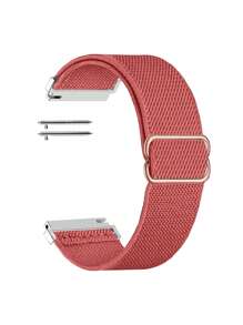 1入組素色織物環形後通用智能錶帶 - 紅色 - 查看 2