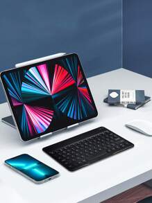 150mAh 无线蓝牙键盘，带圆帽，兼容智能手机、平板电脑、iPad - 黑色 - 查看 2