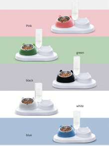 1 件装多功能双碗猫/狗爱好者礼物和狗/猫妈妈爱宠物碗带饮水瓶 - 彩色 - 查看 2
