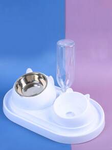 1 件装多功能双碗猫/狗爱好者礼物和狗/猫妈妈爱宠物碗带饮水瓶 - 彩色 - 查看 3