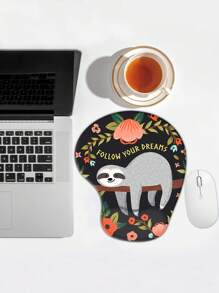 1pc Sloth & Flower Pattern Silicone Mouse Pad - Multicolor - View 1