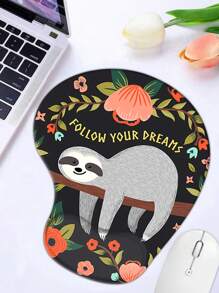 1pc Sloth & Flower Pattern Silicone Mouse Pad - Multicolor - View 2