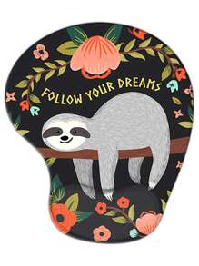 1pc Sloth & Flower Pattern Silicone Mouse Pad - Multicolor - View 3