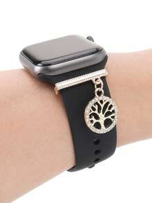 1 pieza Hombres Mujer dorado con diamante de imitación & con diseño de árbol con diseño de redondo de moda aleación de zinc Correa de reloj decorativo Anillo compatible con Apple/Samsung galaxia Reloj - Multicolor - Ver 3