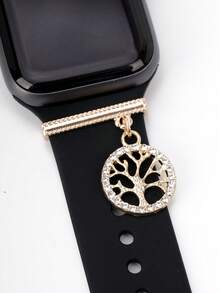 1 pieza Hombres Mujer dorado con diamante de imitación & con diseño de árbol con diseño de redondo de moda aleación de zinc Correa de reloj decorativo Anillo compatible con Apple/Samsung galaxia Reloj - Multicolor - Ver 4