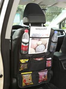 1pc Anti-kick Car Seat Back Mesh Storage Bag - Black - View 2