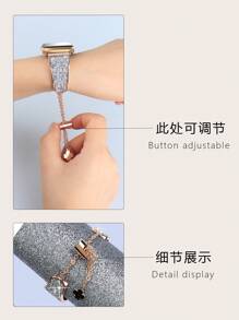 1入組閃鑽手環和手錶殼，適用於Apple Watch錶帶38mm 40mm 41mm 42mm 44mm 45mm 49mm，女性時尚金屬手鍊配鑽石保護框，適用於Apple Watch 9/8/7/SE/6/5/4/3/2/1 SE Ultra - 玫瑰金 - 查看 3