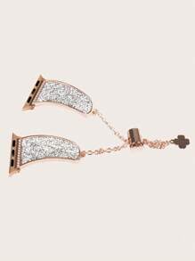 1入組閃鑽手環和手錶殼，適用於Apple Watch錶帶38mm 40mm 41mm 42mm 44mm 45mm 49mm，女性時尚金屬手鍊配鑽石保護框，適用於Apple Watch 9/8/7/SE/6/5/4/3/2/1 SE Ultra - 玫瑰金 - 查看 4