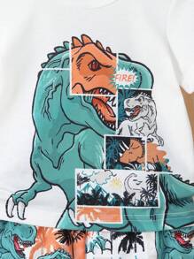 SHEIN 男嬰卡通圖案T恤和短褲 - 彩色 - 查看 6