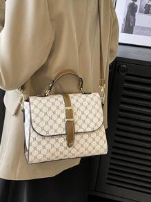 Mô hình hình học Khóa trang trí Túi nắp vuông Tay cầm nhỏ trên cùng - Nhiều màu - Xem 7