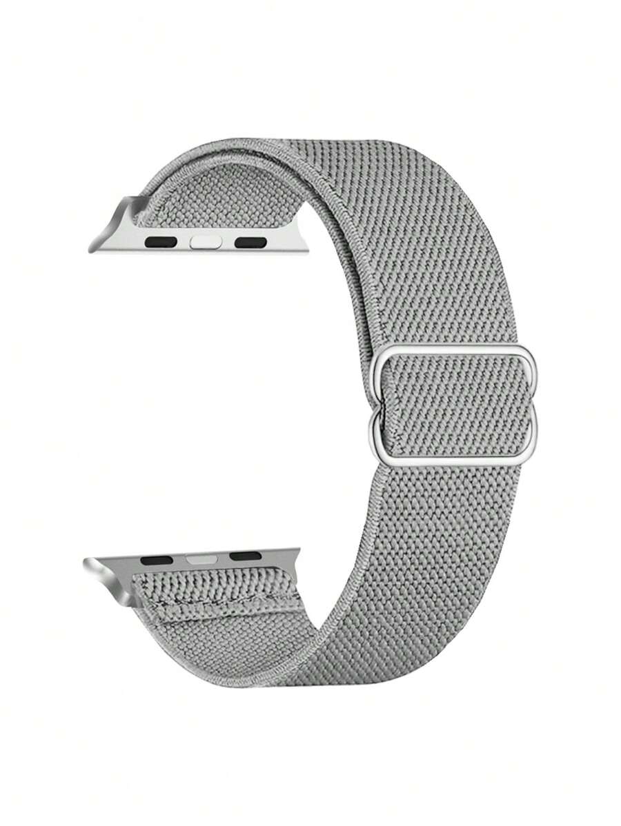1 dây đeo đồng hồ thông minh phổ thông bằng vải trơn có vòng lặp lại - Màu Xám nhạt - Xem 1