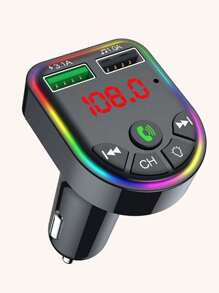 1pc Multifunctional Car Charger With Atmosphere Light - Black - View 3