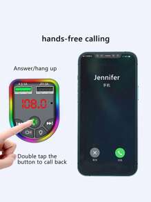 1pc Multifunctional Car Charger With Atmosphere Light - Black - View 8