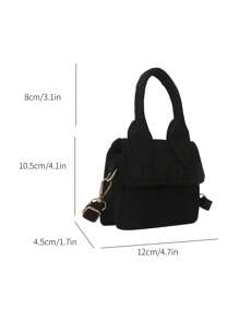 Mini Crocodile Embossed Flap Square Bag Black - Black - View 2