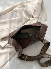 Minimalist Hobo Bag Small Brown Adjustable Strap - Coffee Brown - View 5