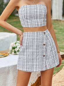 GENKIRA Áo nữ Dây kéo Sọc ca rô Giải trí - trắng - Xem 6