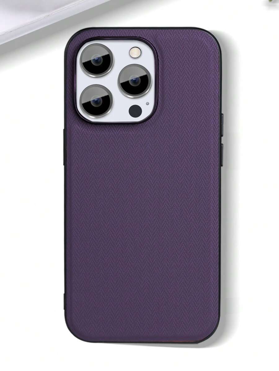 PU皮革素色手機殼 - 紫色 - 查看 1