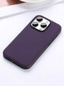 PU皮革素色手機殼 - 紫色 - 查看 3