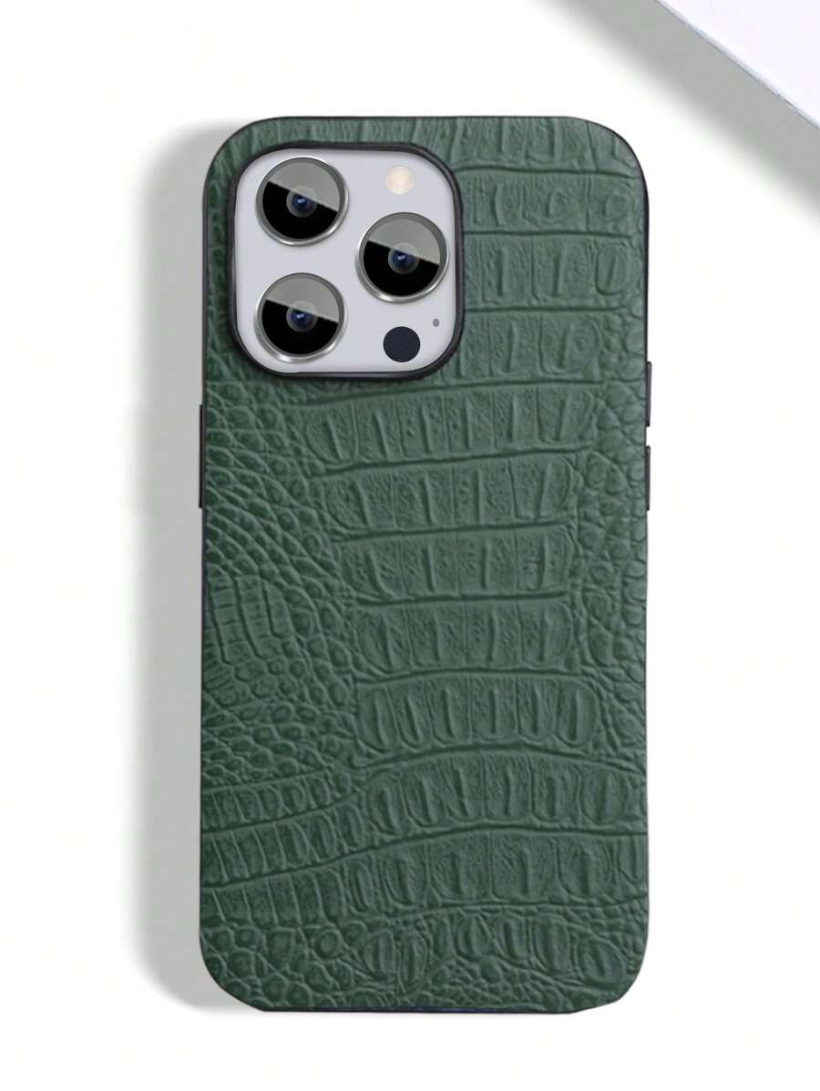 Ốp điện thoại PU họa tiết cá sấu - màu xanh lá - Xem 1