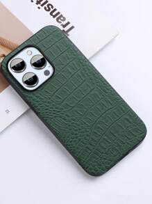 Ốp điện thoại PU họa tiết cá sấu - màu xanh lá - Xem 3