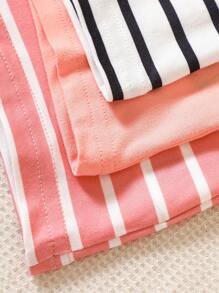 Camiseta De Rayas Para Niña De Bebé, Conjunto De 3 Piezas - Multicolor - Ver 4