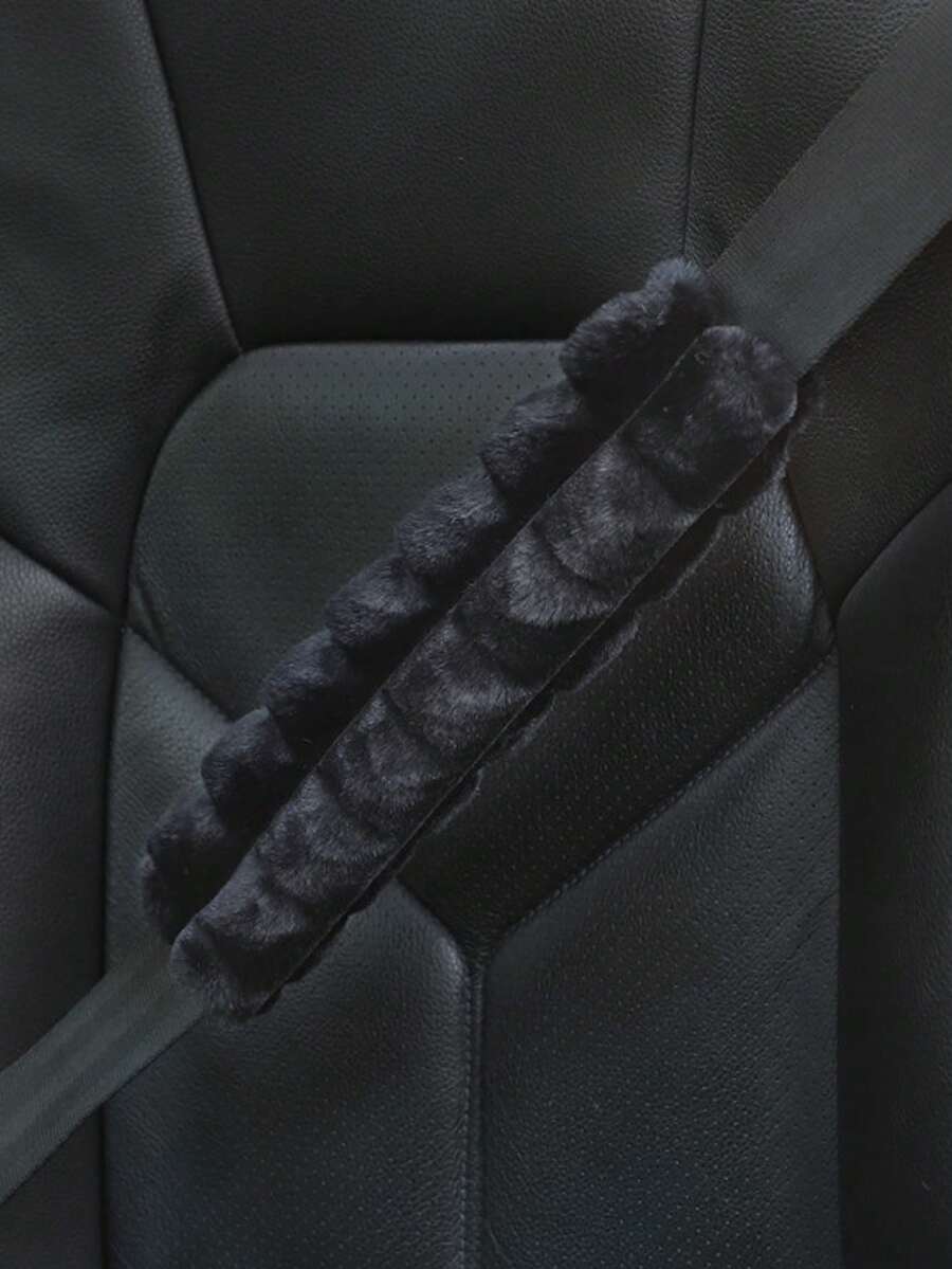 1入組長毛絨汽車安全帶墊 - 白色 - 查看 1