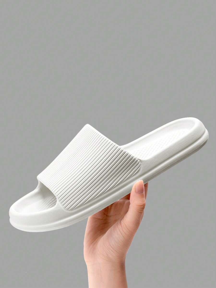 女士紋理質感單帶酷白色拖鞋 - 白色 - 查看 1