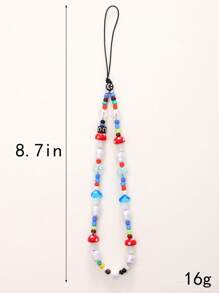 1 dây buộc điện thoại đính cườm hình nấm trang trí - Nhiều màu - Xem 3