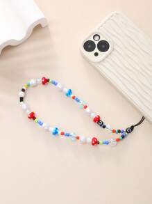 1 dây buộc điện thoại đính cườm hình nấm trang trí - Nhiều màu - Xem 4