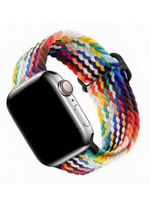 1pc Colorblock Woven Fabric Elastic Universal Smart Watchband - Multicolor - View 2