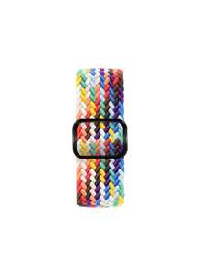 1pc Colorblock Woven Fabric Elastic Universal Smart Watchband - Multicolor - View 3