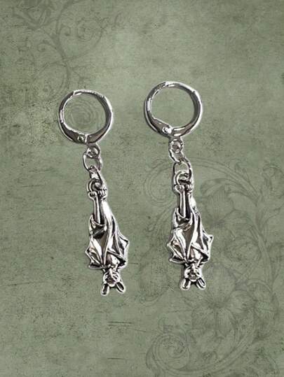 Goth 1pair Fashion Iron Alloy Bat Design Drop Earrings For Women For Daily Decoration