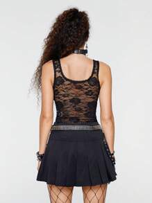 ROMWE Avant Hook And Eye Lace Tank Top - Multicolor - View 6